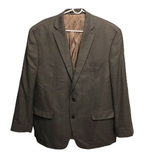 Lauren Ralph Lauren Mens Houndstooth Blazer Sport Coat Jacket 2 Button Brown 48L